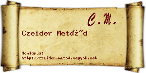 Czeider Metód névjegykártya
